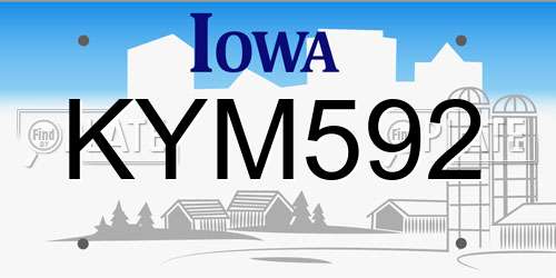 KYM592 Iowa License Plate