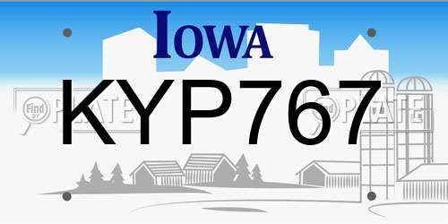 KYP767 Iowa License Plate
