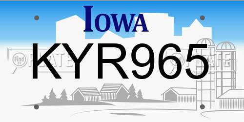 KYR965 Iowa License Plate