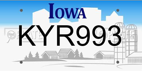 KYR993 Iowa License Plate