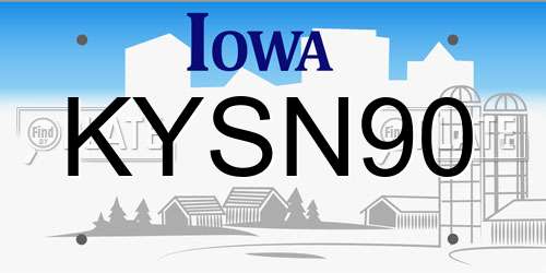 KYSN90 Iowa License Plate