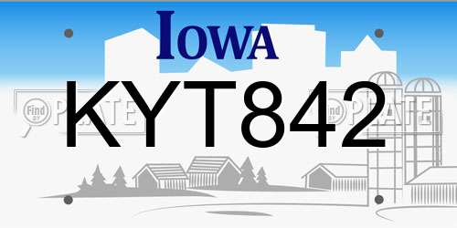 KYT842 Iowa License Plate