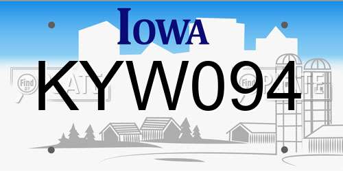 KYW094 Iowa License Plate