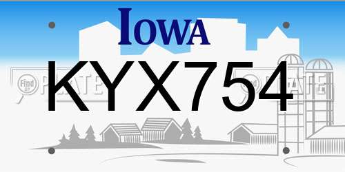 KYX754 Iowa License Plate