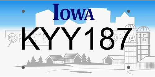 KYY187 Iowa License Plate