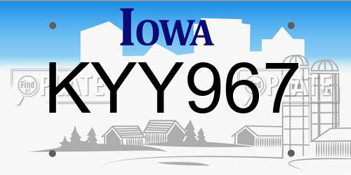 KYY967 Iowa License Plate