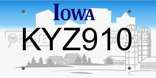 KYZ910 Iowa License Plate