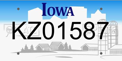 KZ01587 Iowa License Plate