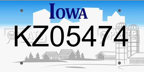 KZ05474 Iowa License Plate