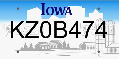 KZ0B474 Iowa License Plate