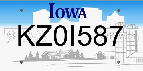 KZ0I587 Iowa License Plate