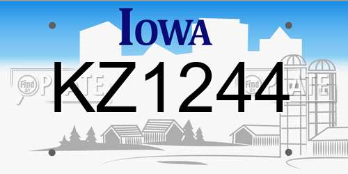 KZ1244 Iowa License Plate