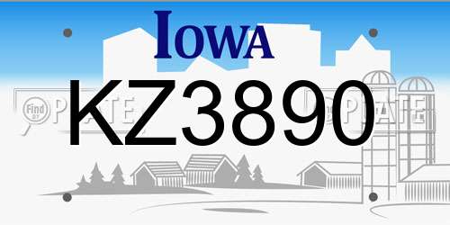 KZ3890 Iowa License Plate