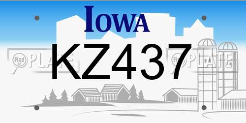KZ437 Iowa License Plate