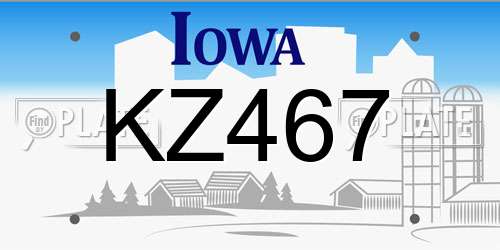 KZ467 Iowa License Plate