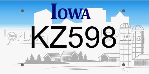 KZ598 Iowa License Plate