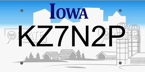 KZ7N2P Iowa License Plate