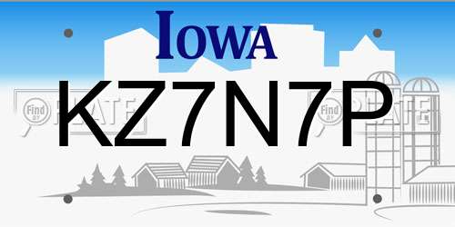 KZ7N7P Iowa License Plate