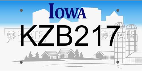 KZB217 Iowa License Plate