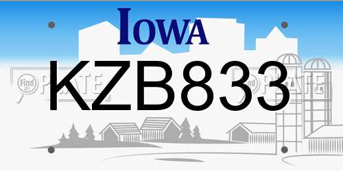 KZB833 Iowa License Plate