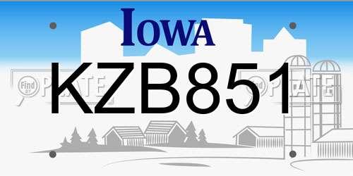 KZB851 Iowa License Plate