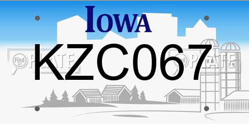 KZC067 Iowa License Plate