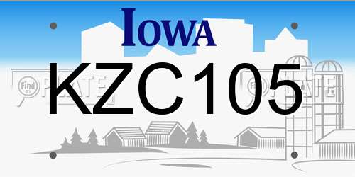 KZC105 Iowa License Plate