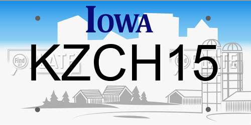 KZCH15 Iowa License Plate