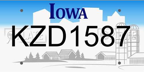 KZD1587 Iowa License Plate
