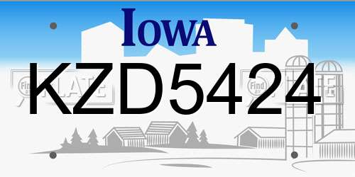 KZD5424 Iowa License Plate