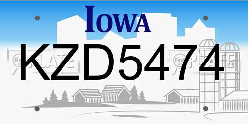 KZD5474 Iowa License Plate