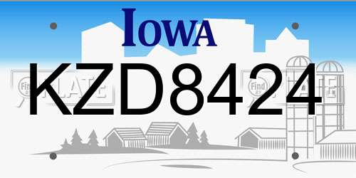KZD8424 Iowa License Plate
