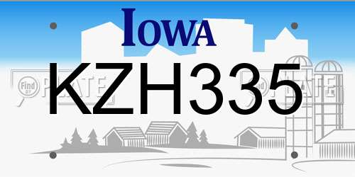 KZH335 Iowa License Plate
