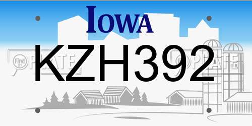 KZH392 Iowa License Plate