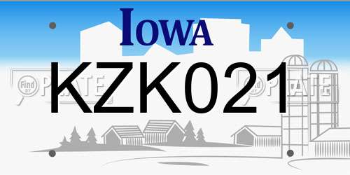 KZK021 Iowa License Plate