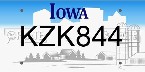 KZK844 Iowa License Plate