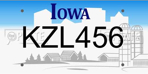 KZL456 Iowa License Plate