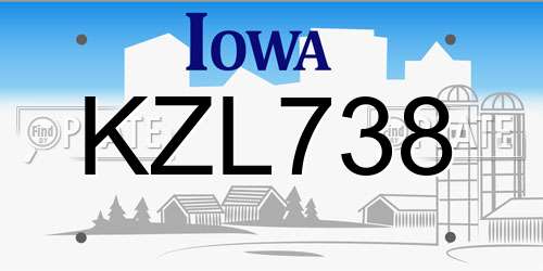 KZL738 Iowa License Plate