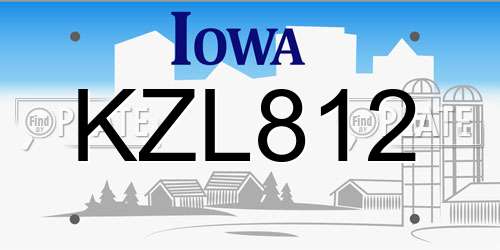 KZL812 Iowa License Plate