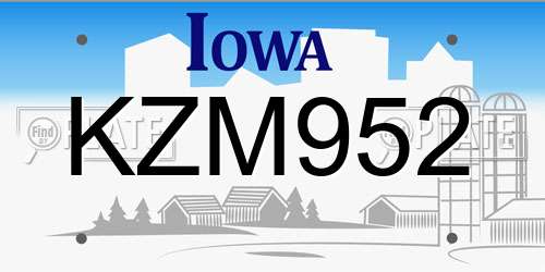KZM952 Iowa License Plate