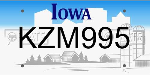 KZM995 Iowa License Plate
