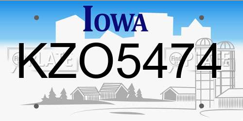 KZO5474 Iowa License Plate