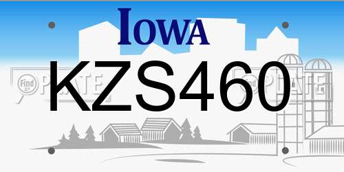 KZS460 Iowa License Plate