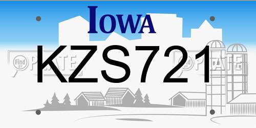 KZS721 Iowa License Plate