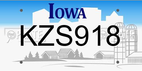 KZS918 Iowa License Plate