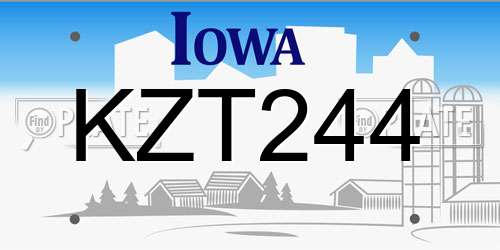 KZT244 Iowa License Plate