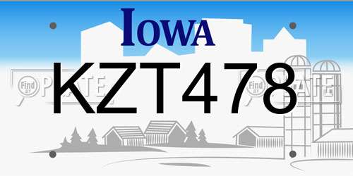 KZT478 Iowa License Plate