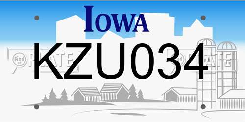 KZU034 Iowa License Plate