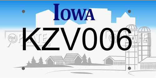 KZV006 Iowa License Plate