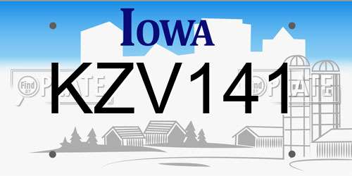 KZV141 Iowa License Plate